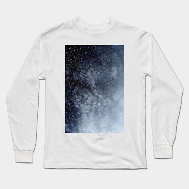 Blue veiled moon Long Sleeve T-Shirt by va103